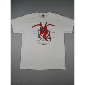 Vintage 80s Coronary Artery Bypass T Shirt Mens Large Anatomy Heart Diagram VTG